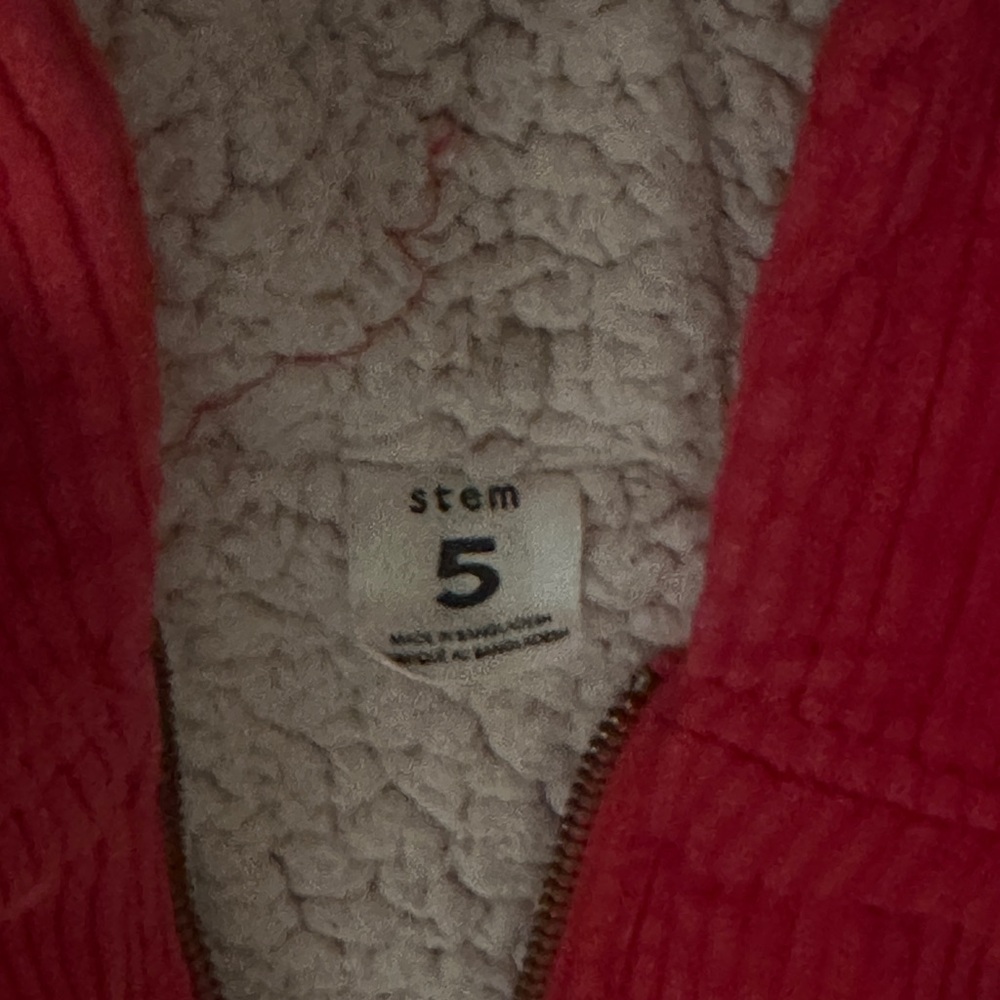 Stem Hooded Corduroy Fleece Lined Parka Jacket  - Vibrant Red - Girls Size 5 - Picture 7 of 13